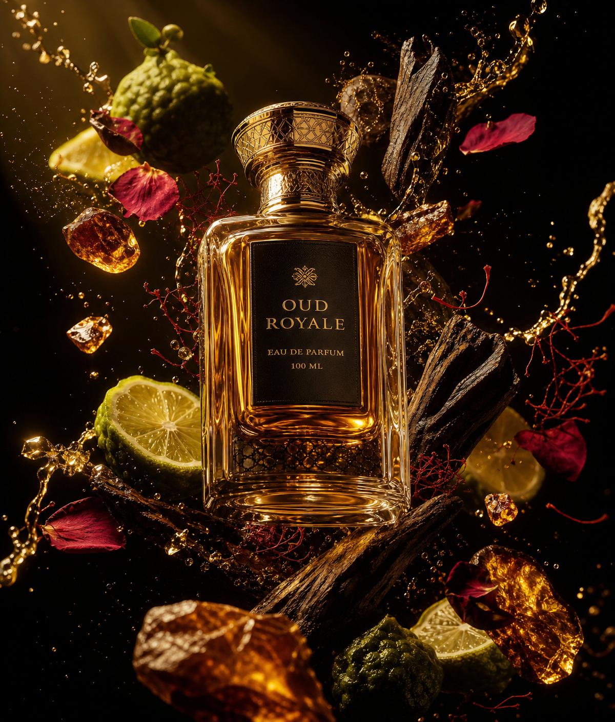 ELYSIAN Rouge Royale surrounded by roses
